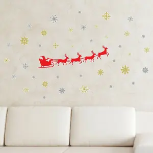 Christmas Santa Sleigh Wall Stickers Wall Art, DIY Art, Home Decorations, Decals