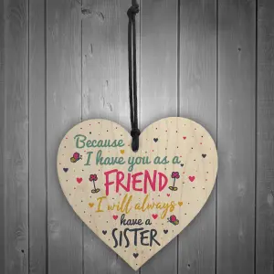 Red Ocean Best FRIEND Sister Gifts Wooden Heart Christmas Friendship Thank You Gift Birthday Plaque Keepsake