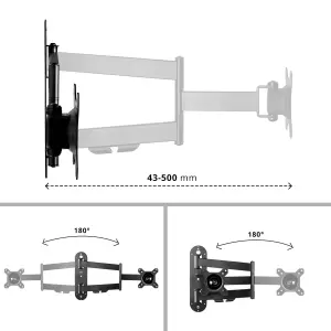 Duronic TVB1130 Full Range TV Bracket, Swivel and Tilt Wall Mount with VESA 600x400 for Flat Screen Television 13-50"