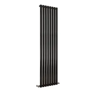 Vertical Black Single Oval Panel Radiator (H)1800mm x (W)472mm, 5012 BTU.