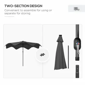 Outsunny Garden Parasol Umbrella with LED Lights and Tilt, Table Umbrella