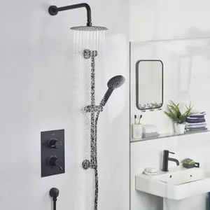 Bristan Divine Matt Black Wall-mounted Thermostatic Mixer Shower