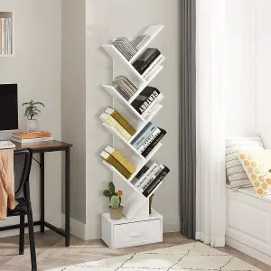 Costway 59 inch Tree Bookshelf Free-standing Bookcase with 10 Shelves