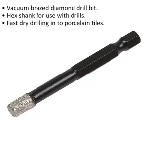 High-Performance 7mm Vacuum Brazed Diamond Drill Bit with Hex Shank for Precision Drilling