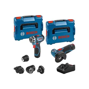 Bosch GSR 12V-15FC 12v Flexiclick Drill Driver 4 Chucks GWS 12V-76 Angle Grinder