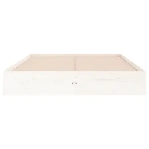 Berkfield Bed Frame White Solid Wood 135x190 cm Double