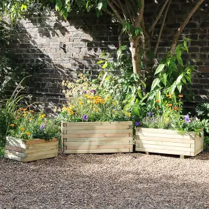 Zest Set of 3 Gresford Wooden Rectangular Garden Planters Flowers