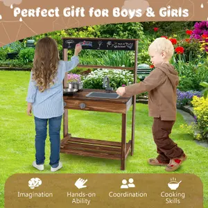 Costway Kids Outdoor Mud Kitchen Robust Toddlers Educational Play Kitchen