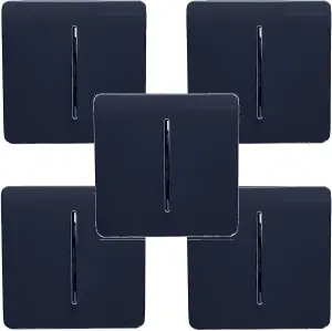 Trendi Modern 1 Gang 1 or 2 way Screwless Rocker Light Switch in Navy Blue (Pack of 5)