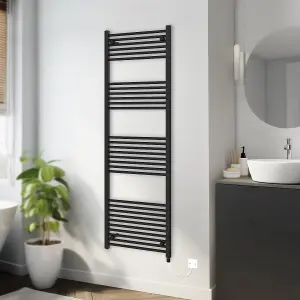 Rinse Bathrooms 800W Electric Heated Warming Towel Rail Bathroom Radiator Black - 1800x600mm