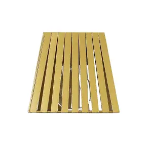 Industrial Retro Matte Gold Light Shade with Flat Metal Strips 13cm Height