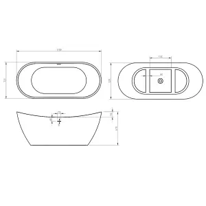 Matt White Freestanding Bath - 1700 x 730mm