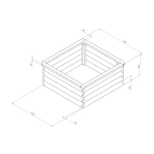 Zest Square Sleeper Raised Wooden Bed Garden Planter Flowers 90cm