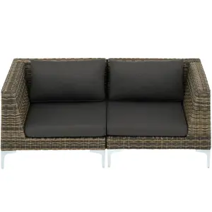 Rattan Garden Furniture Villanova - corner chairs and armchair, thick seat cushions - Mottled Anthracite