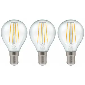 Crompton Lamps LED Golfball 5W B15 Dimmable Filament Warm White Clear (40W Eqv) (3 Pack)