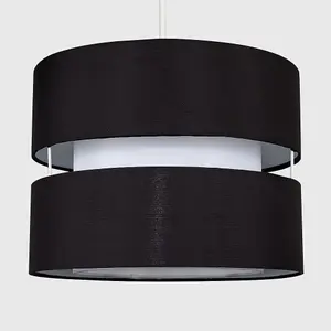 ValueLights Sophia Modern 2 Tier Black Cylinder Ceiling Pendant Light Shade