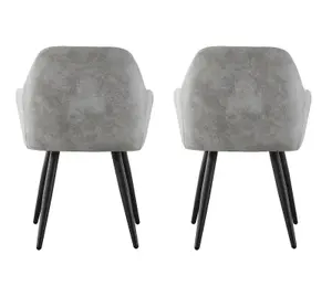 MCC Direct Adrian Faux Suede Leather Dining Chairs Set of 2 Light Grey