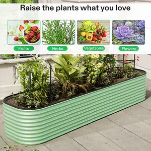 Light Green Oval Garden Three-grid Flower Bed Metal Raised Planter Box Outdoor Raised Garden Bed Kit 320cm W