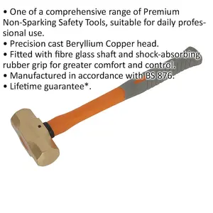 2.2lb Non-Sparking Sledge Hammer with Shock Absorbing Grip and Fiberglass Shaft