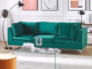 3 Seater Modular Velvet Sofa Green EVJA