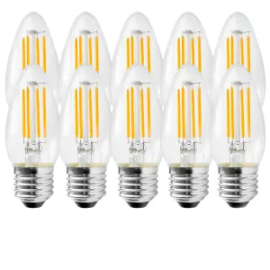 Harper Living 5 Watts E27 LED Bulb Clear Candle Cool White Dimmable, Pack of 10