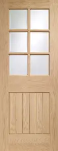 Internal Oak Pre-finished Suffolk 6 Light Door with Clear Bevelle  - 1981 x 686 x 35mm (27")