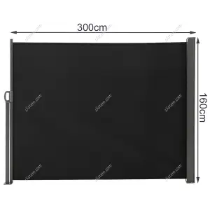 Outdoor Grey Folding Retractable Garden Sided Awning  Waterproof Sunshade Privacy Panel Gazebo Sidewall Panels 300 x 180 cm