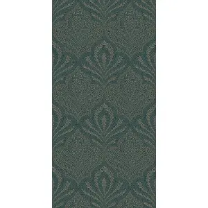 GoodHome Danbu Dark teal Metallic effect Ornamental Textured Wallpaper