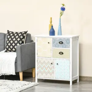 HOMCOM 5 Drawer Table Multi-purpose Storage Chest Sideboard Retro Style Entryway