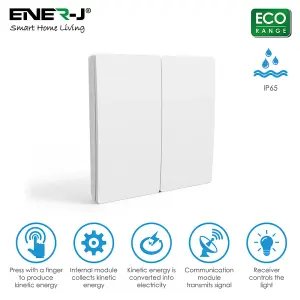 ENER-J Wireless Kinetic 2 Gang Switch Eco Series (White body)