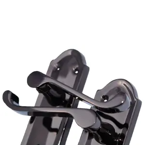 Ashford Door Handle Bathroom Lock Scroll Lever - Black Nickel Bath Pack Hinges