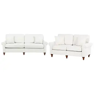 Fabric Living Room Set White GINNERUP