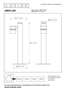 Lucide Arne-Led Modern Bollard Light Outdoor 6,3cm - LED - GU10 - 1x5W 2700K - IP44 - Black