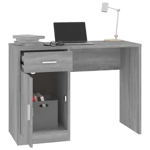 Berkfield Desk with Drawer&Cabinet Grey Sonoma 100x40x73 cm Engineered Wood