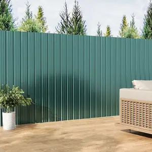 129cm L Set of 6 Steel Corrugated Panels in Green