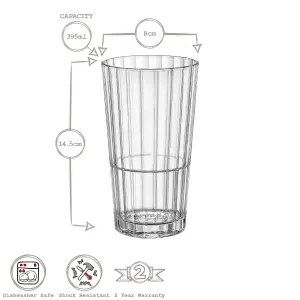 Bormioli Rocco - Oxford Bar Stacking Highball Glasses - 395ml - Clear - Pack of 6