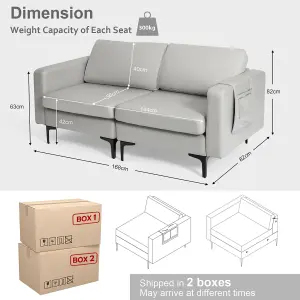 Costway Modern Upholstered Loveseat Sofa 2-Seat Sofa Couch w/ Seat Cushions