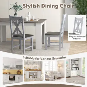 COSTWAY Wooden Dining Chairs Kitchen Chair Set of 2 w/ Rubber Wood Frame