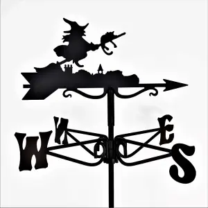 Mini Witch Weathervane - Steel - L38 x W38 x H43.5 cm - Black