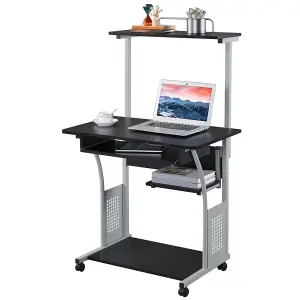 Yaheetech Black 3 Tiers Computer Desk with Printer Shelf