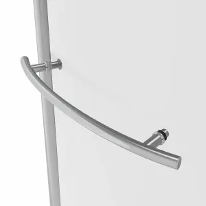 Rinse 1400x715mm 6mm Curved Toughened Safety Glass Pivot Bath Screen Panel for P-Shaped Bath Chrome with Towel Rail