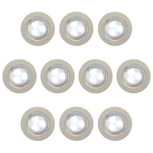 Litecraft Pack of 10 Circular Stainless Steel LED Cool White Outdoor Decking Lights