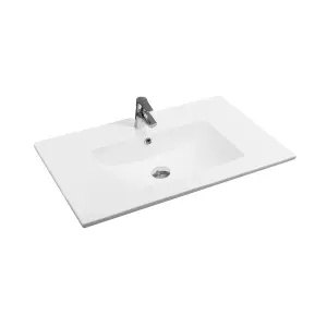 4001A Ceramic 75cm x 45cm Thin-Edge Inset Basin with Scooped Bowl