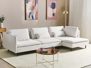 Left Hand Modular Fabric Corner Sofa Beige EGERIS