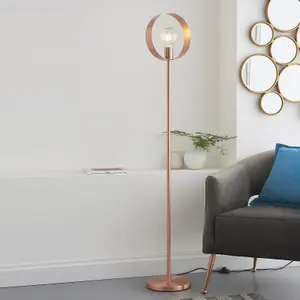 Floor Lamp Light - Brushed Copper Plate - 40W E27 - Complete Standing Lamp