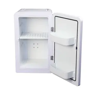 Cristal 16L Compact Mini Cooler Fridge with Built-in 12V Adapter - White