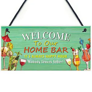 Red Ocean Home Bar Welcome Sign - Funny Bar Accessories For Home Pub - Novelty Garden Bar Signs - Home Bar Decor Plaques