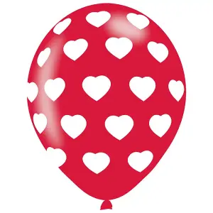 Amscan Latex Heart Party Balloon (Pack of 6) Red/White (One Size)