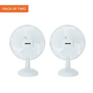 Geepas 12 Inch Desk Fan Oscillating Portable Rotating Air Cooling Fan 3 Speed, Pack of 2