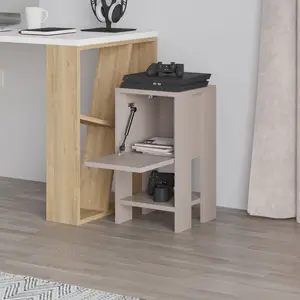 Atharv Bedside Table with Drop-Door Storage and Open Shelf for Versatile Living Dark Grey